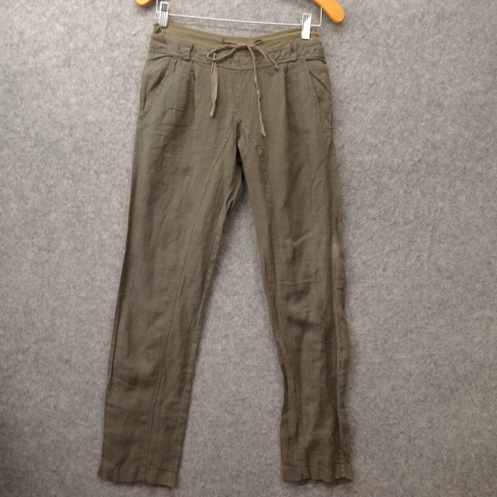 European Linen Pants Womens S 36 Olive Green Earthy Safari Summer TCN 28x28